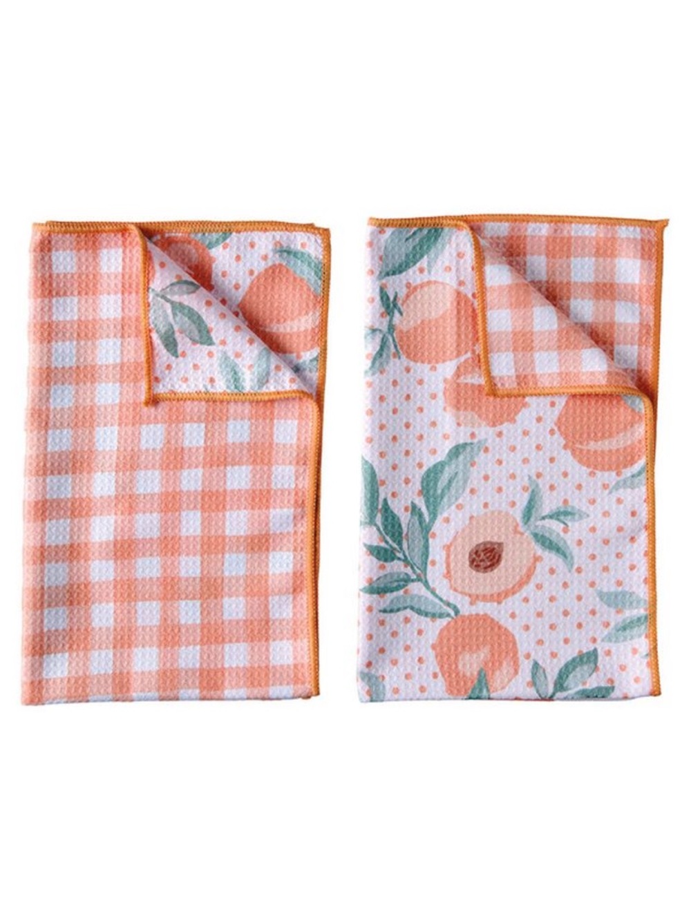 Crofton 2-Pack Peaches Waffle Weave Reversible Gingham Kitchen Towels